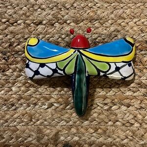 Mexican talavera dragonfly wall decor. EUC.
